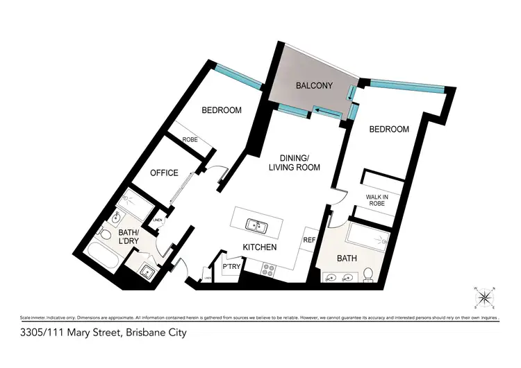 Floorplan of Homely apartment listing, 3305/111 Mary Street, Brisbane City QLD 4000