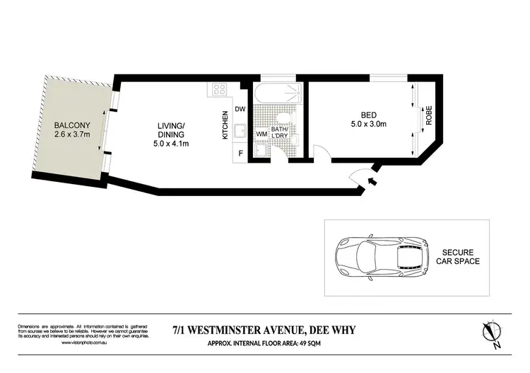Floorplan of Homely unit listing, 7/1 Westminster Avenue, Dee Why NSW 2099