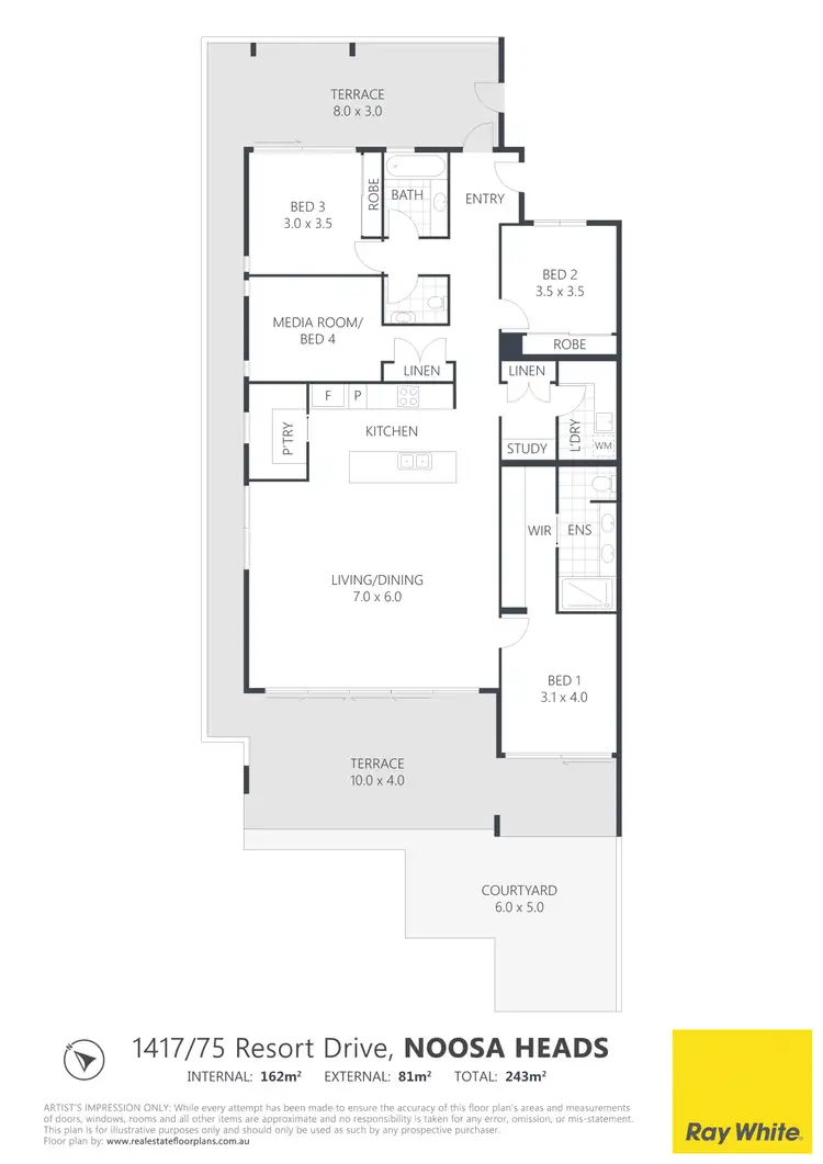 Floorplan of Homely apartment listing, 1417/75 Resort Drive, Noosa Heads QLD 4567