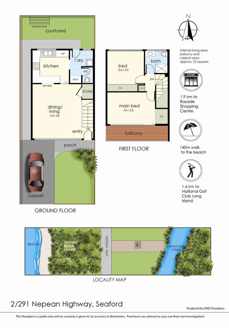 Floorplan of Homely townhouse listing, 2/291 Nepean Highway, Seaford VIC 3198