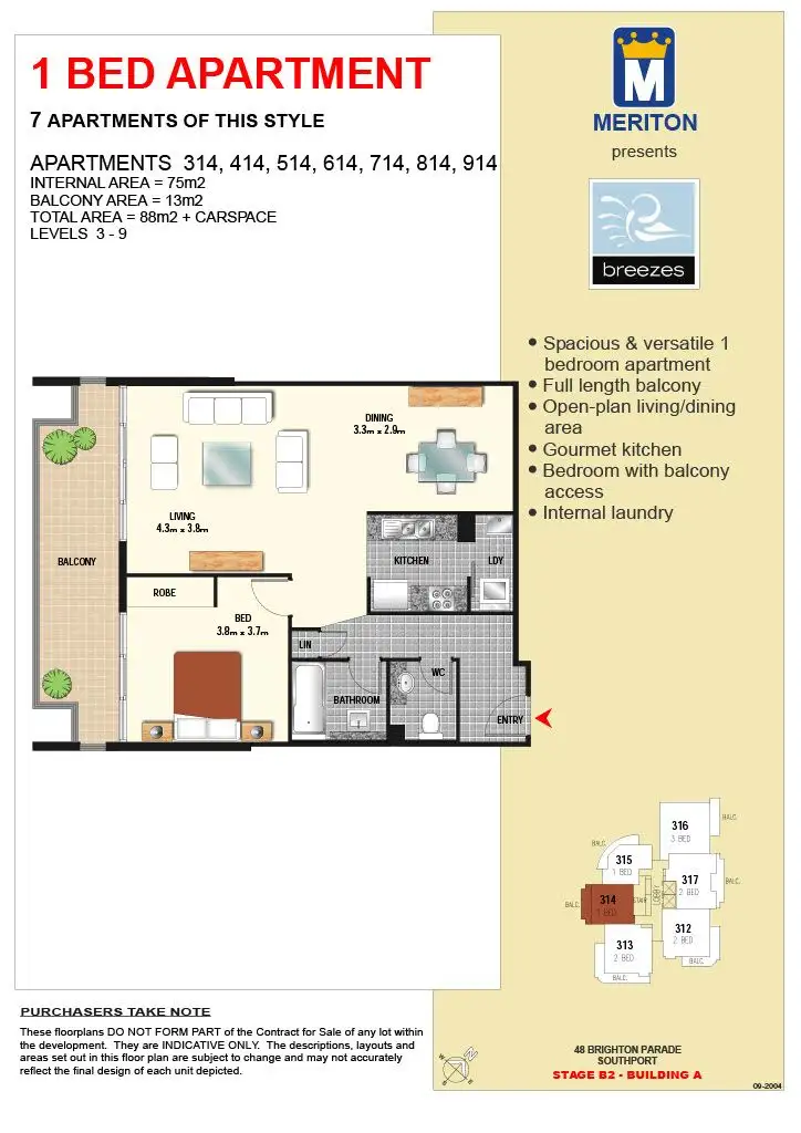 Floorplan of Homely unit listing, 714/3 Como Crescent, Southport QLD 4215