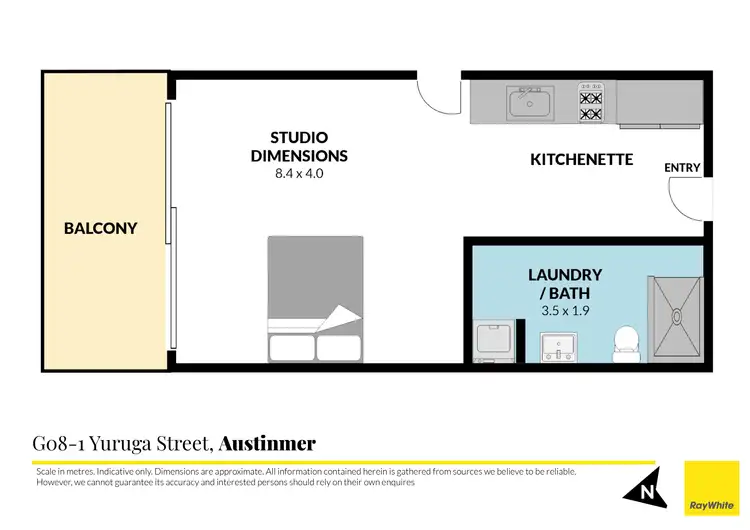 Floorplan of Homely studio listing, G08/1 Yuruga Street, Austinmer NSW 2515