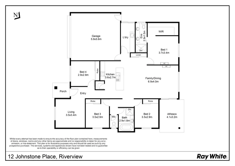 Floorplan of Homely house listing, 12 Johnstone Place, Riverview QLD 4303