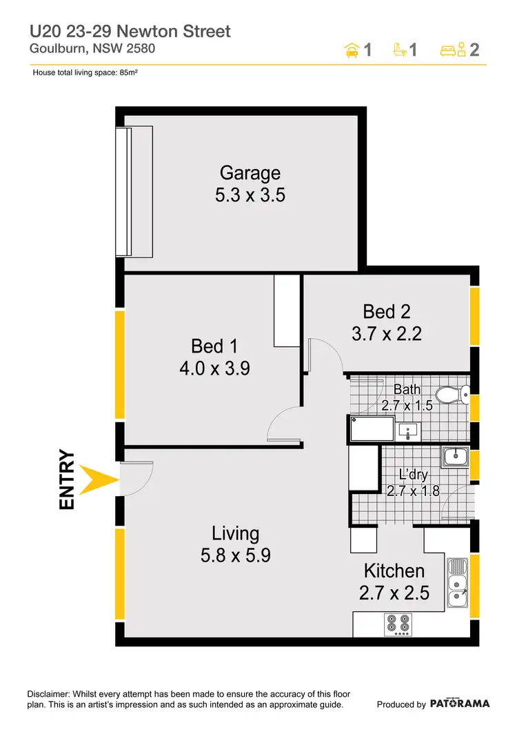 Floorplan of Homely villa listing, 20/23-29 Newton Street, Goulburn NSW 2580
