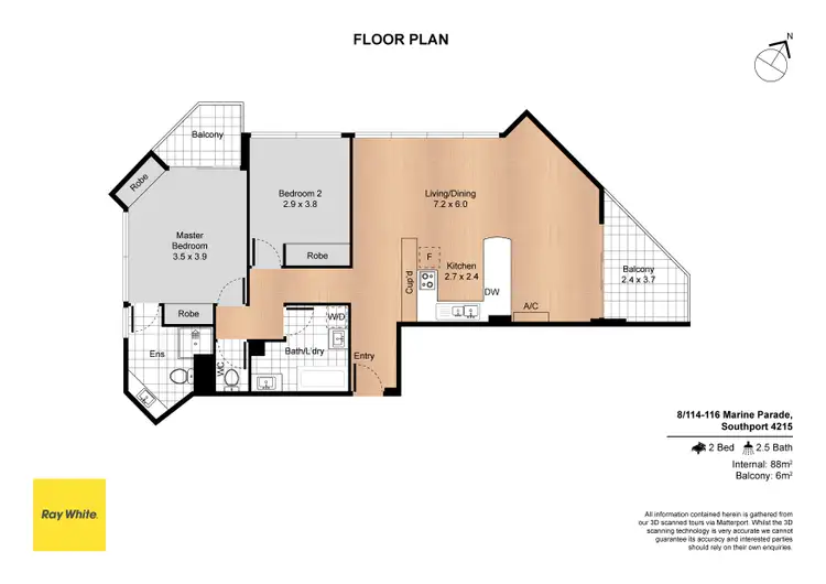 Floorplan of Homely unit listing, 2A/114-116 Marine Parade, Southport QLD 4215