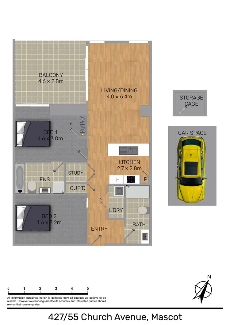 Floorplan of Homely apartment listing, 427/55 Church Avenue, Mascot NSW 2020
