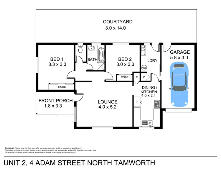 Floorplan of Homely unit listing, 2/4 Adam Street, Tamworth NSW 2340