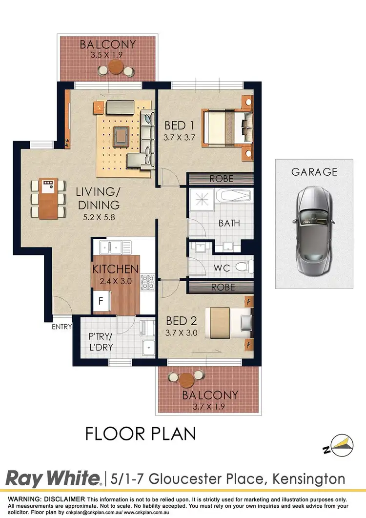 Floorplan of Homely apartment listing, 5/1-7 Gloucester Place, Kensington NSW 2033