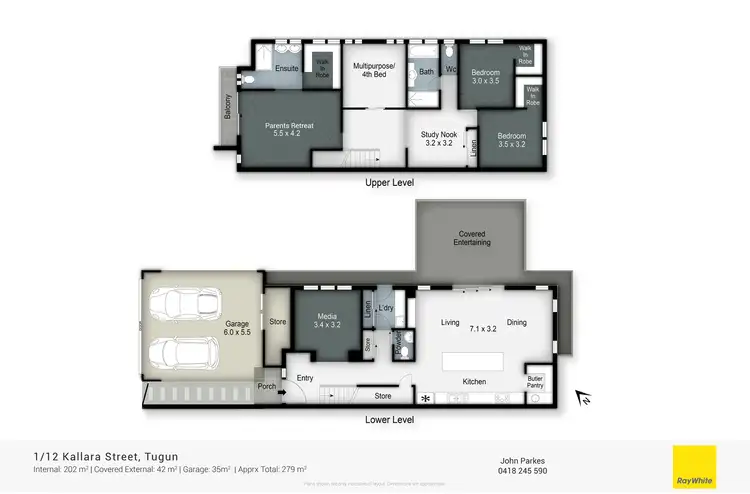 Floorplan of Homely semi-detached listing, 1/12 Kallara Street, Tugun QLD 4224