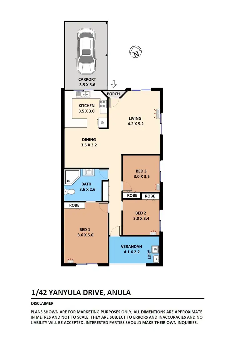 Floorplan of Homely semi-detached listing, 1/42 Yanyula Drive, Anula NT 812