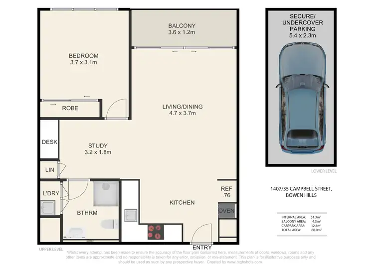 Floorplan of Homely apartment listing, 1407/29-35 Campbell Street, Bowen Hills QLD 4006