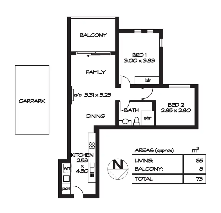 Floorplan of Homely apartment listing, 27/44-48 Metro Parade, Mawson Lakes SA 5095