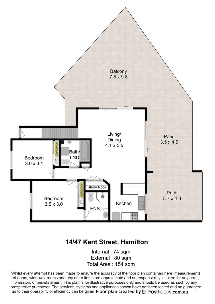 Floorplan of Homely apartment listing, 14/47 Kent Street, Hamilton QLD 4007