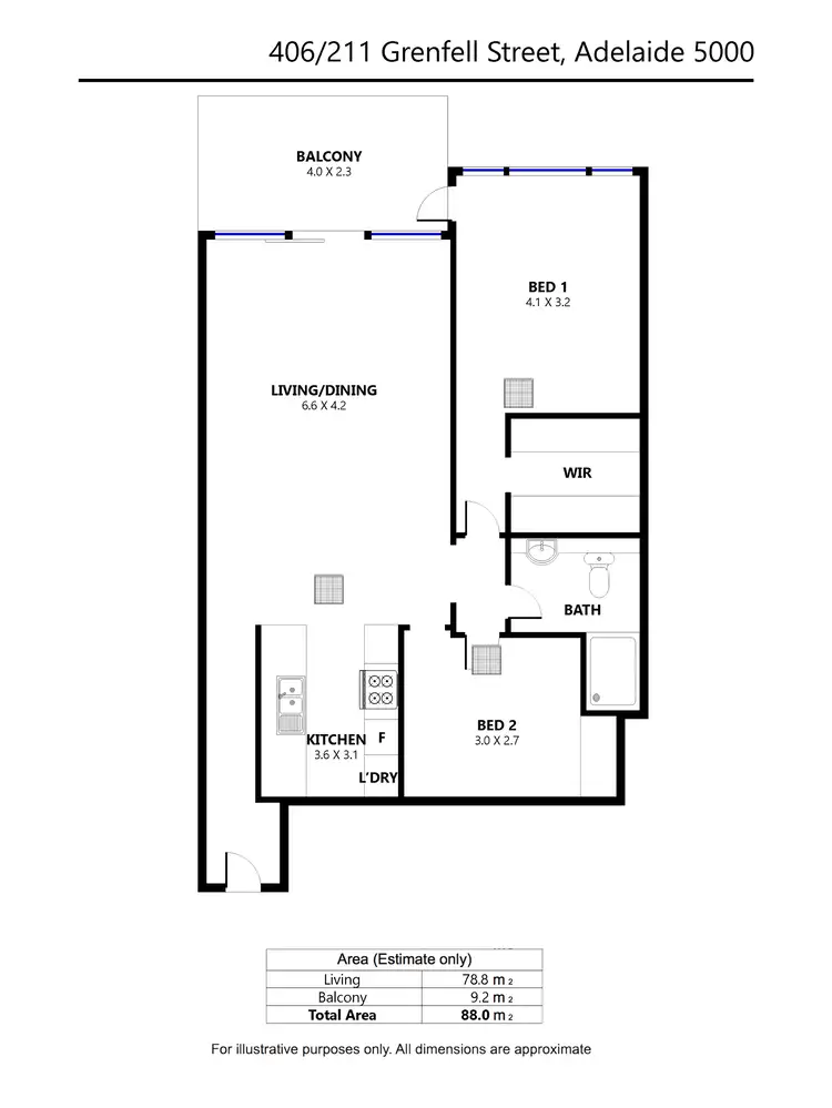Floorplan of Homely apartment listing, 406/211 Grenfell Street, Adelaide SA 5000