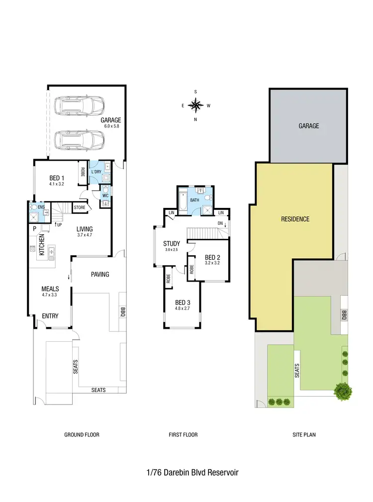 Floorplan of Homely townhouse listing, 1/76 Darebin Boulevard, Reservoir VIC 3073