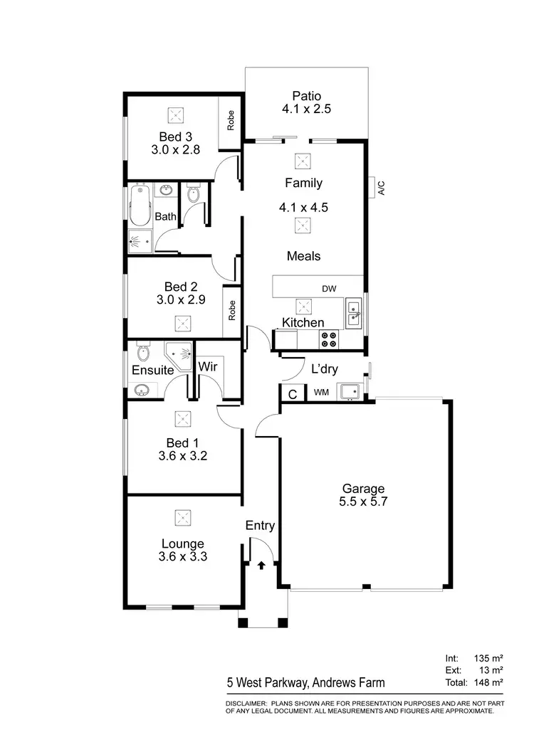 Floorplan of Homely house listing, 5 West Parkway, Andrews Farm SA 5114