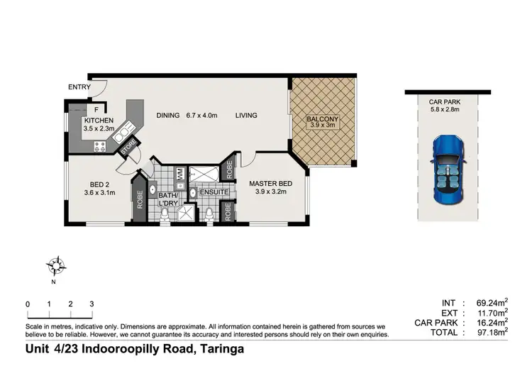 Floorplan of Homely apartment listing, 4/23 Indooroopilly Road, Taringa QLD 4068