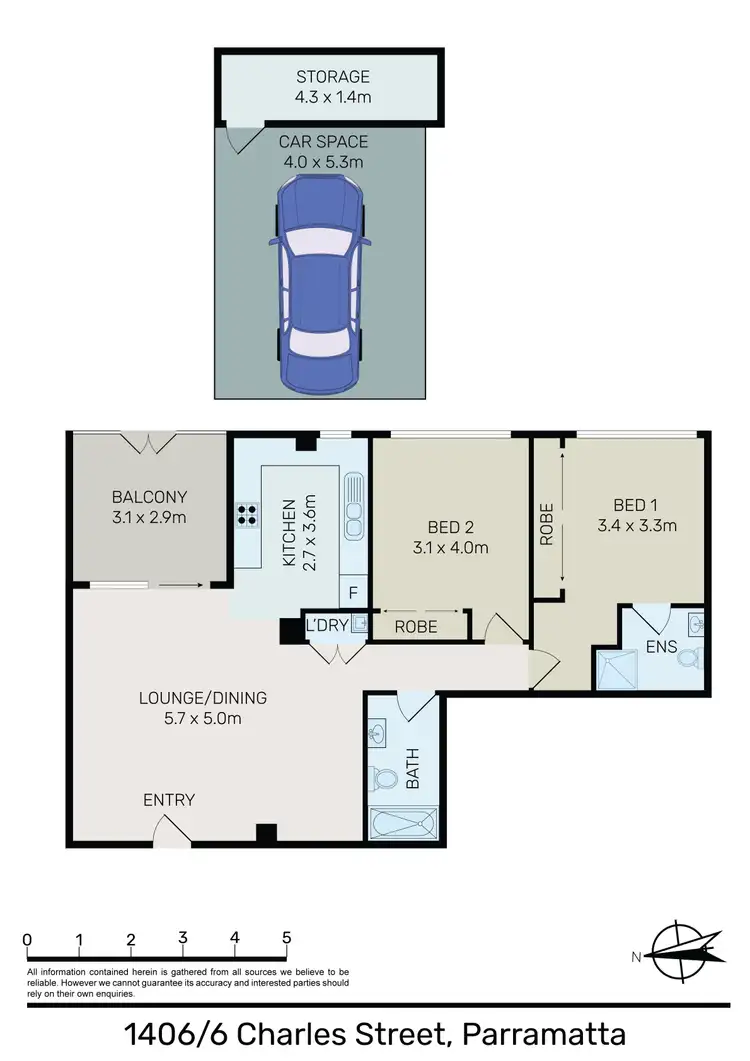 Floorplan of Homely unit listing, 1406/6-10 Charles Street, Parramatta NSW 2150