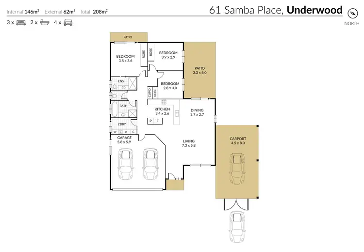 Floorplan of Homely house listing, 61 Samba Place, Underwood QLD 4119