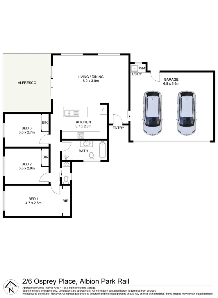 Floorplan of Homely semi-detached listing, 2/6 Osprey Place, Albion Park Rail NSW 2527