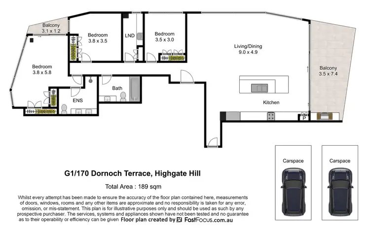 Floorplan of Homely apartment listing, 180 Dornoch Terrace, Highgate Hill QLD 4101