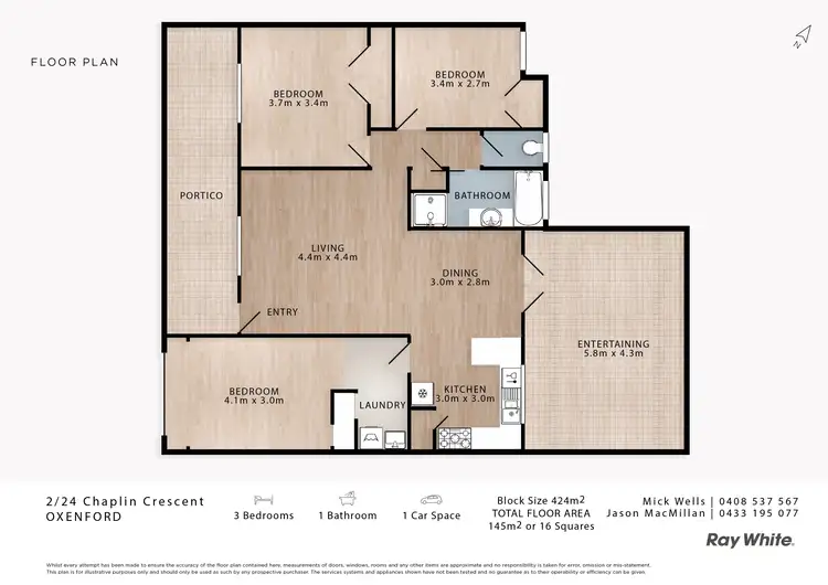 Floorplan of Homely semi-detached listing, 2/24 Chaplin Crescent, Oxenford QLD 4210