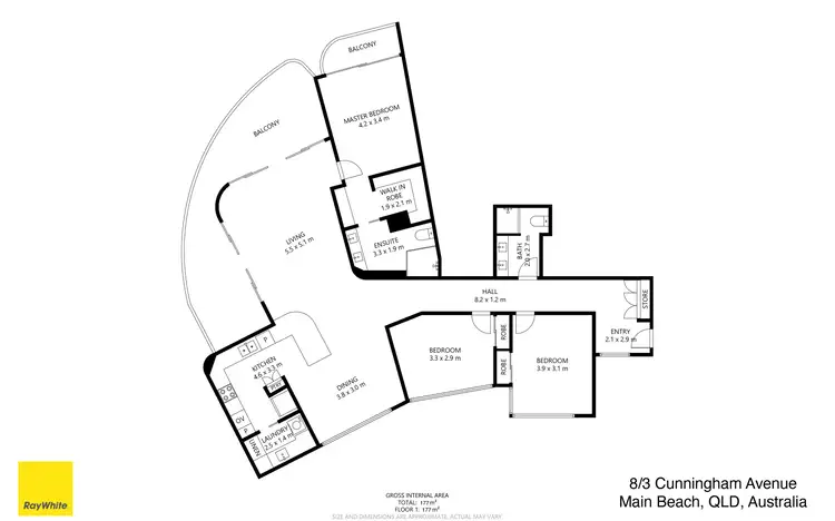 Floorplan of Homely apartment listing, 8/3 Cunningham Avenue, Main Beach QLD 4217