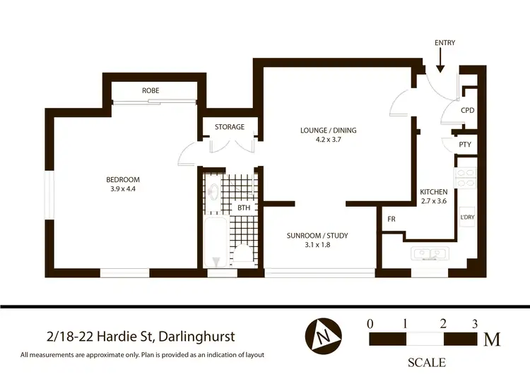 Floorplan of Homely apartment listing, 2/18-22 Hardie Street, Darlinghurst NSW 2010