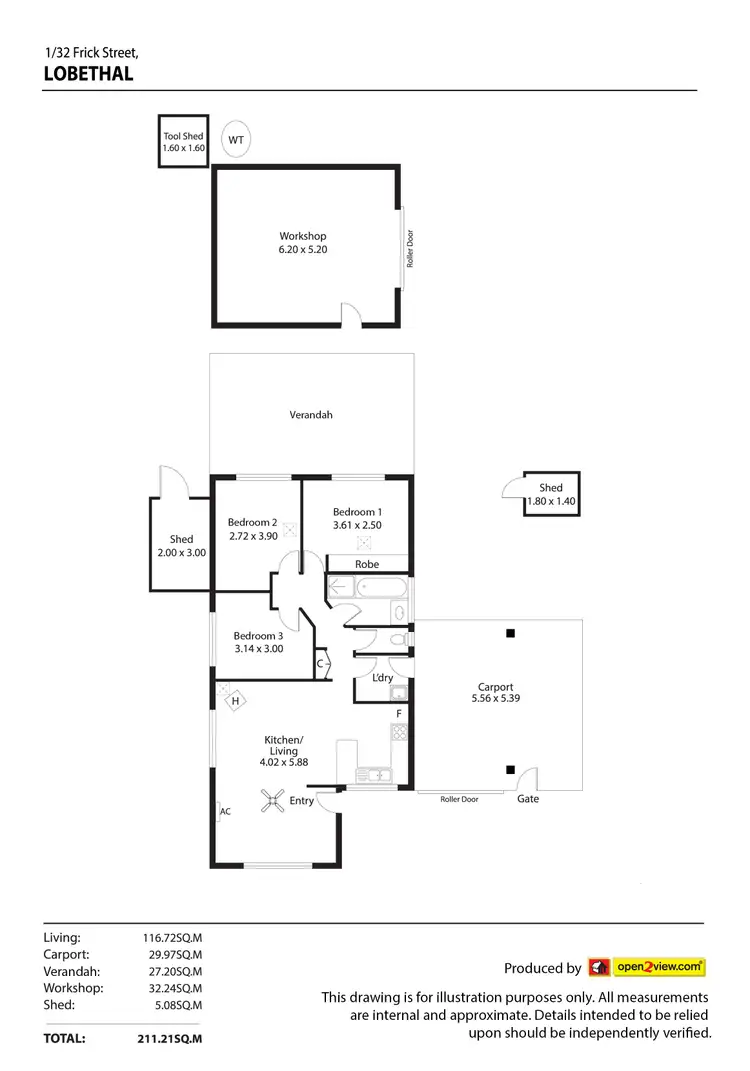 Floorplan of Homely unit listing, 1/32 Frick Street, Lobethal SA 5241