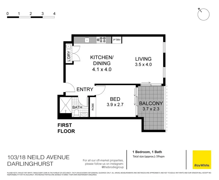 Floorplan of Homely apartment listing, 103/18 Neild Avenue, Darlinghurst NSW 2010