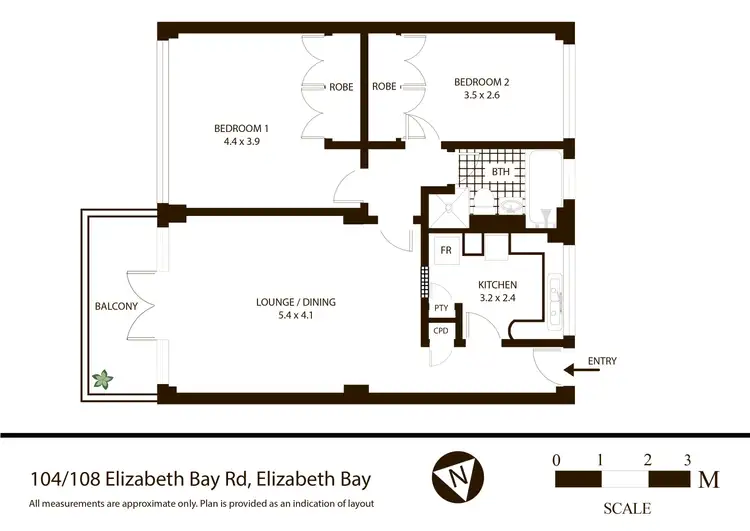 Floorplan of Homely apartment listing, 104/108 Elizabeth Bay Road, Elizabeth Bay NSW 2011
