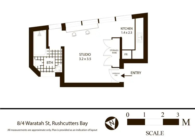 Floorplan of Homely studio listing, 8/4 Waratah Street, Rushcutters Bay NSW 2011