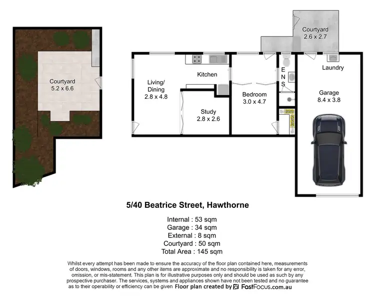 Floorplan of Homely apartment listing, 3/40 Beatrice Street, Hawthorne QLD 4171
