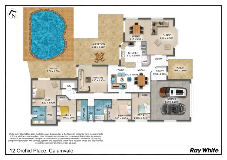 Floorplan of Homely house listing, 12 Orchid Place, Calamvale QLD 4116