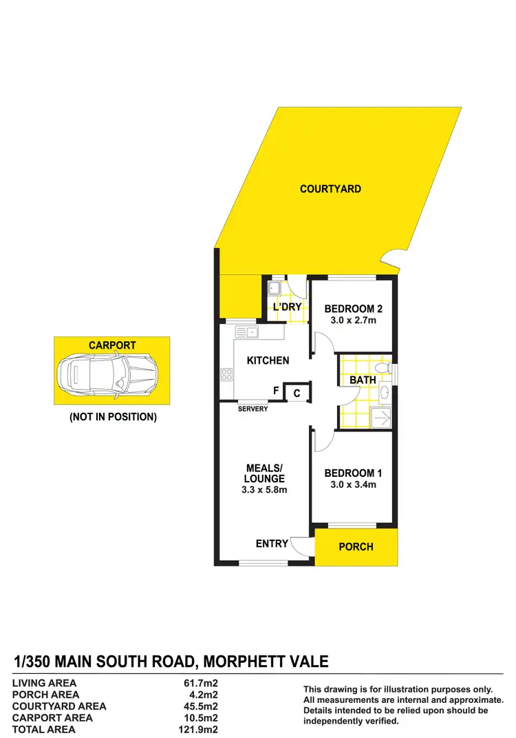 Floorplan of Homely unit listing, 1/350 Main South Road, Morphett Vale SA 5162