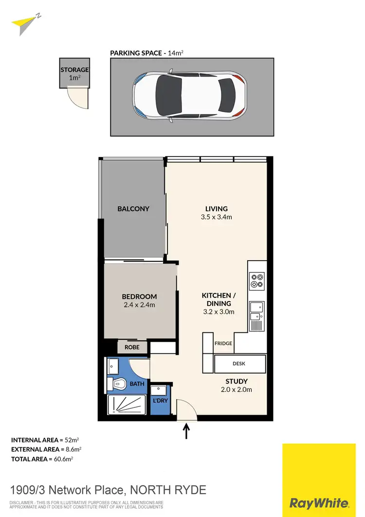 Floorplan of Homely apartment listing, 1909/3 Network Place, North Ryde NSW 2113
