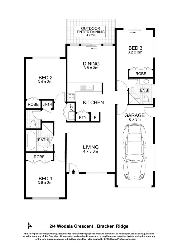 Floorplan of Homely semi-detached listing, 2/4 Wodala Crescent, Bracken Ridge QLD 4017