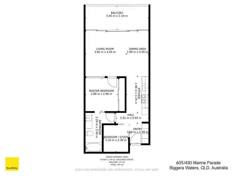 Floorplan of Homely apartment listing, 605/430 Marine Parade, Biggera Waters QLD 4216