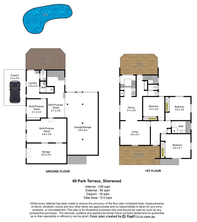 Floorplan of Homely house listing, 60 Park Terrace, Sherwood QLD 4075