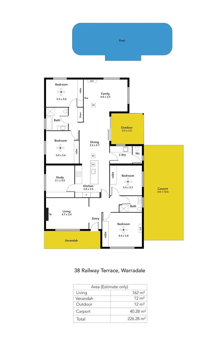 Floorplan of Homely house listing, 38 Railway Terrace, Warradale SA 5046