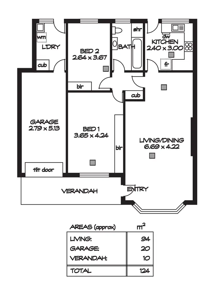 Floorplan of Homely unit listing, 3/64 Stanley Street, Erindale SA 5066