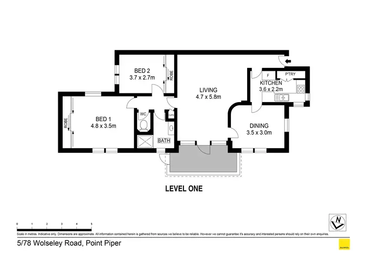 Floorplan of Homely apartment listing, 5/78 Wolseley Road, Point Piper NSW 2027