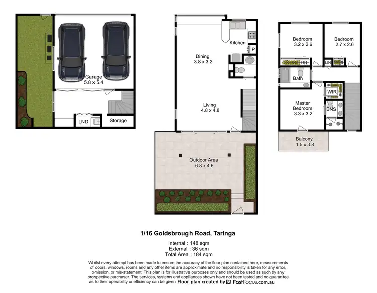 Floorplan of Homely townhouse listing, 1/16 Goldsborough Road, Taringa QLD 4068