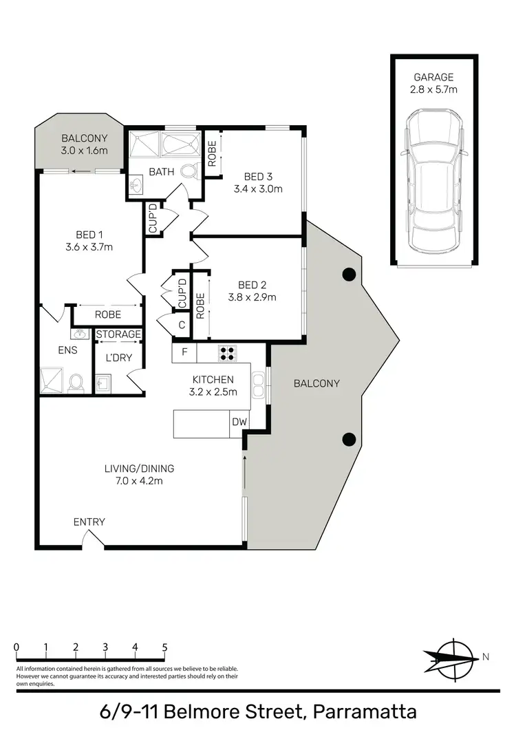 Floorplan of Homely apartment listing, 6/9-11 Belmore Street, North Parramatta NSW 2151