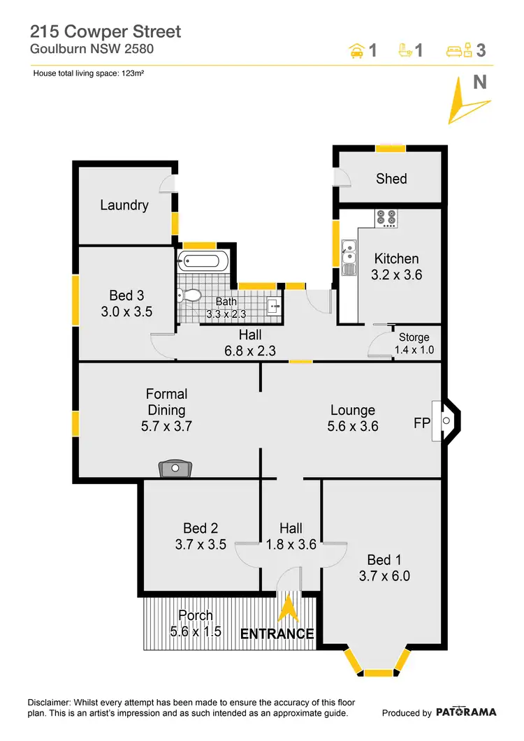 Floorplan of Homely house listing, 215 Cowper Street, Goulburn NSW 2580