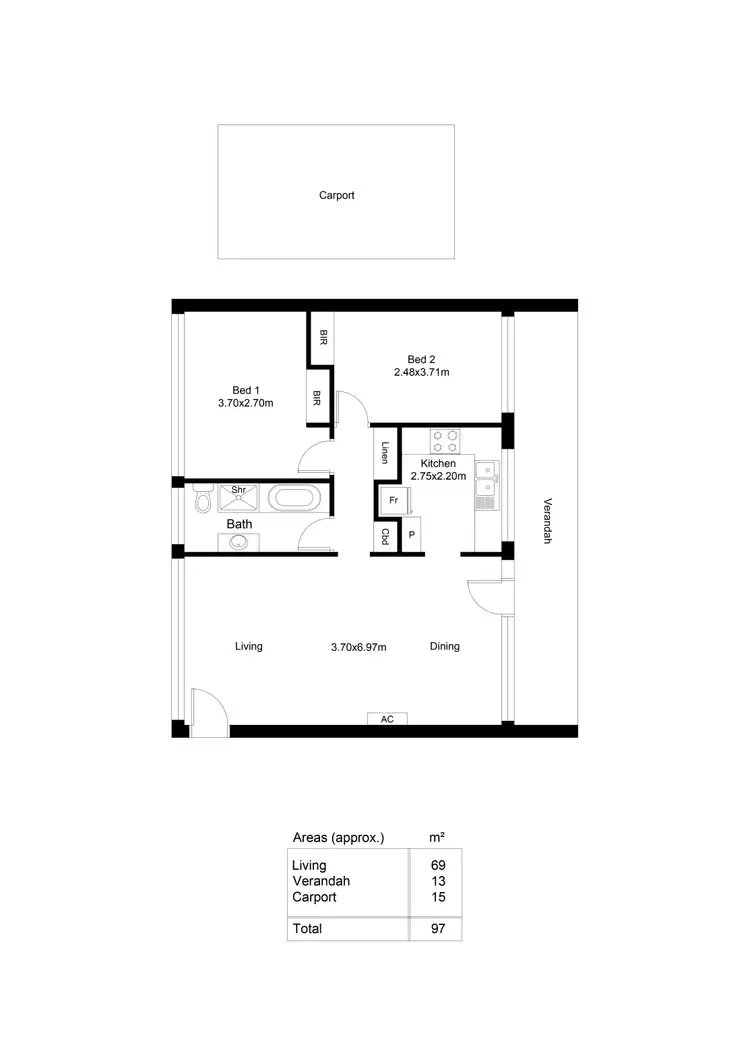 Floorplan of Homely unit listing, 9/65 Western Parade, Brooklyn Park SA 5032