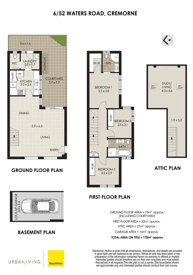 Floorplan of Homely townhouse listing, 6/52 Waters Road, Cremorne NSW 2090