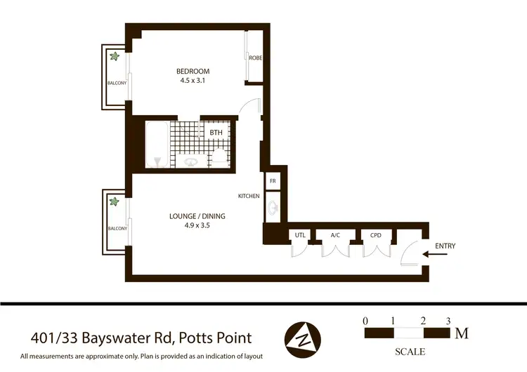 Floorplan of Homely apartment listing, 401/33 Bayswater Road, Potts Point NSW 2011