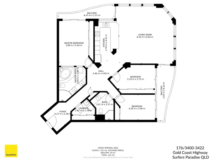 Floorplan of Homely apartment listing, 2104/3400 Gold Coast Highway, Surfers Paradise QLD 4217