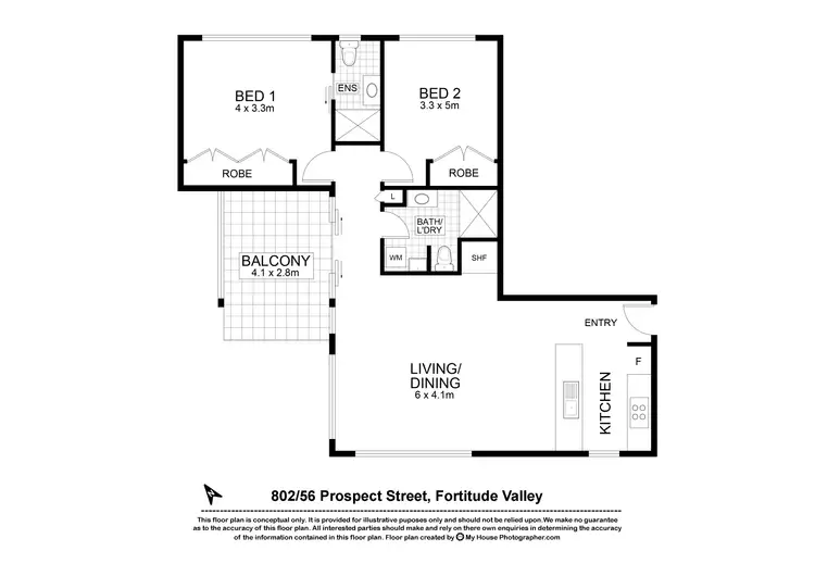 Floorplan of Homely apartment listing, 802/56 Prospect Street, Fortitude Valley QLD 4006